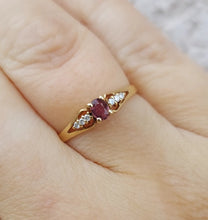 Load image into Gallery viewer, Ruby and Diamond Ring - 14K Yellow Gold - Estate