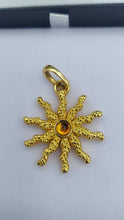 Load image into Gallery viewer, Citrine Sun, 18k yellow gold, celestial statement charm