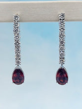 Load image into Gallery viewer, Garnet and Lab Diamond  Drop Earrings - 14K White Gold
