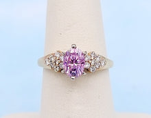 Load image into Gallery viewer, Oval Pink Moissanite Diamond Ring - Marie's Custom Design - 14K Yellow Gold