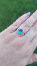 Load image into Gallery viewer, Oval Blue Stone with Diamond Accents - 14K White Gold