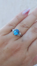 Load image into Gallery viewer, Oval Blue Stone with Diamond Accents - 14K White Gold