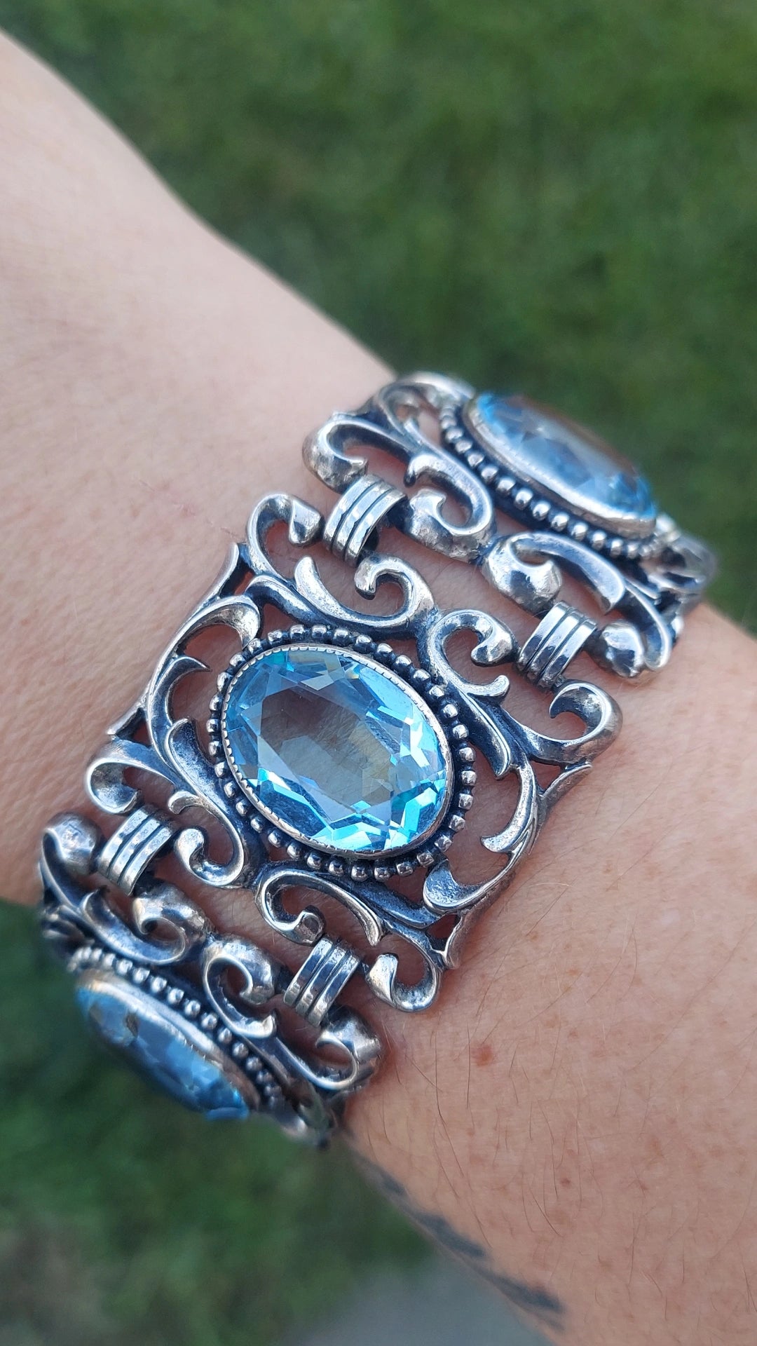 Danecraft Sterling Blue Topaz Vintage Bracelet Estate
