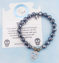 Load image into Gallery viewer, "Skull" CZ Silver Charm Bracelet - TJazelle