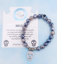 Load image into Gallery viewer, "Skull" CZ Silver Charm Bracelet - TJazelle