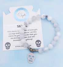 Load image into Gallery viewer, "Skull" CZ Silver Charm Bracelet - TJazelle