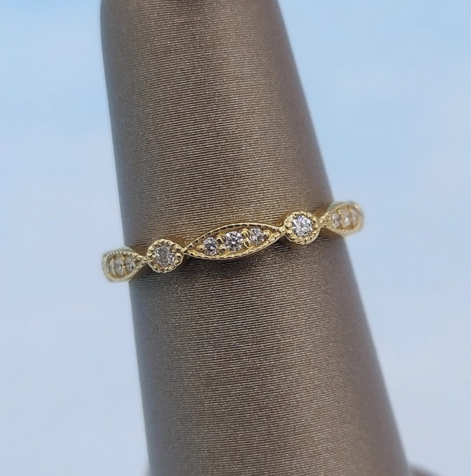 0.30 Carat Round and Marquise Shape Diamond Band - 14K Yellow Gold