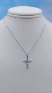 CZ Cross Necklace - Sterling Silver