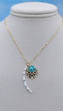 Load image into Gallery viewer, White Enamel Moon with Compass Necklace - Gold Plated Sterling Silver