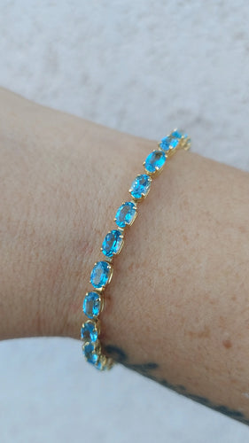 Blue Topaz Bracelet - 10K Yellow Gold