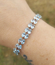 Load image into Gallery viewer, 7&quot; Double Row Blue Topaz Bracelet - 14K Yellow Gold - Estate