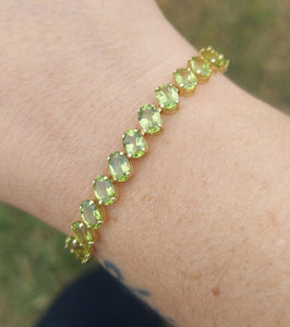 7" Oval Peridot Bracelet - 14K Yellow Gold - Estate