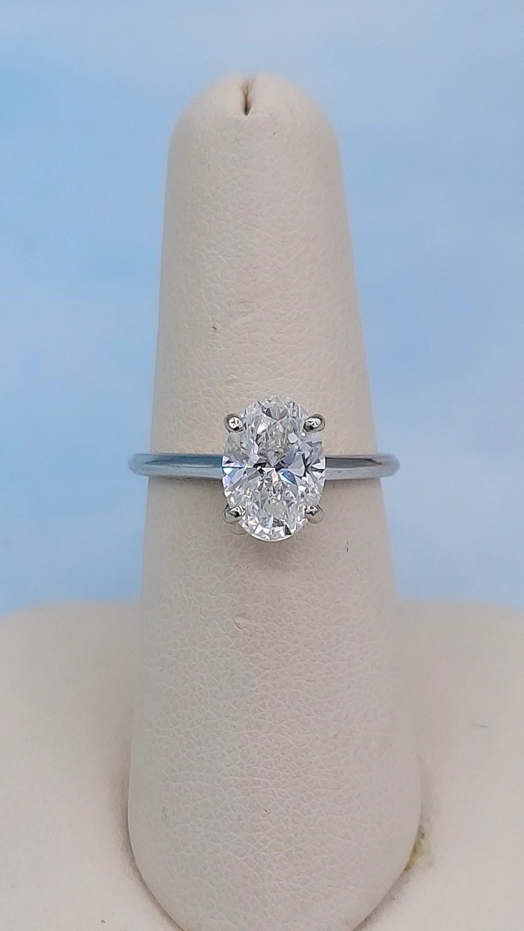 Carat Oval Lab Diamond Engagement Ring 14K White Gold