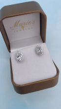 Load image into Gallery viewer, Oval Lab Diamond with Halo Stud Earrings - 14K White Gold