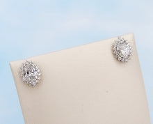 Load image into Gallery viewer, Oval Lab Diamond with Halo Stud Earrings - 14K White Gold