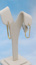 Load image into Gallery viewer, Oval Diamond Hoop Earrings - 18K Yellow Gold