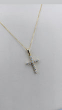 Load image into Gallery viewer, Round Brilliant Diamond Cross &amp; Chain - 14K Yellow Gold