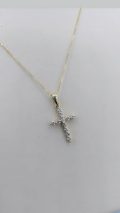 Round Brilliant Diamond Cross & Chain - 14K Yellow Gold