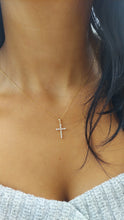 Load image into Gallery viewer, Round Brilliant Diamond Cross &amp; Chain - 14K Yellow Gold