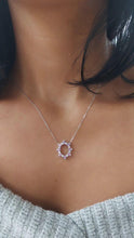 Load image into Gallery viewer, Pink Sapphire &amp; Diamond Necklace with attached chain - 14K White Gold
