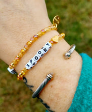 Load image into Gallery viewer, "Spooky" with Jackolantern Heart Charm - Little Words Project Bracelet