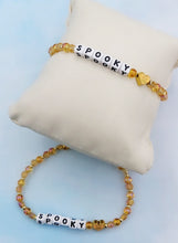 Load image into Gallery viewer, "Spooky" with Jackolantern Heart Charm - Little Words Project Bracelet