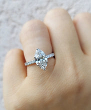 Load image into Gallery viewer, 2 Carat Marquise Lab Diamond Engagement Ring - 14K White Gold