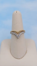 Load image into Gallery viewer, V Shaped Diamond &amp; Beaded Ring - 14K White &amp; Yellow Gold