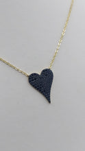 Load image into Gallery viewer, Black Pave Gold Plated Heart Necklace