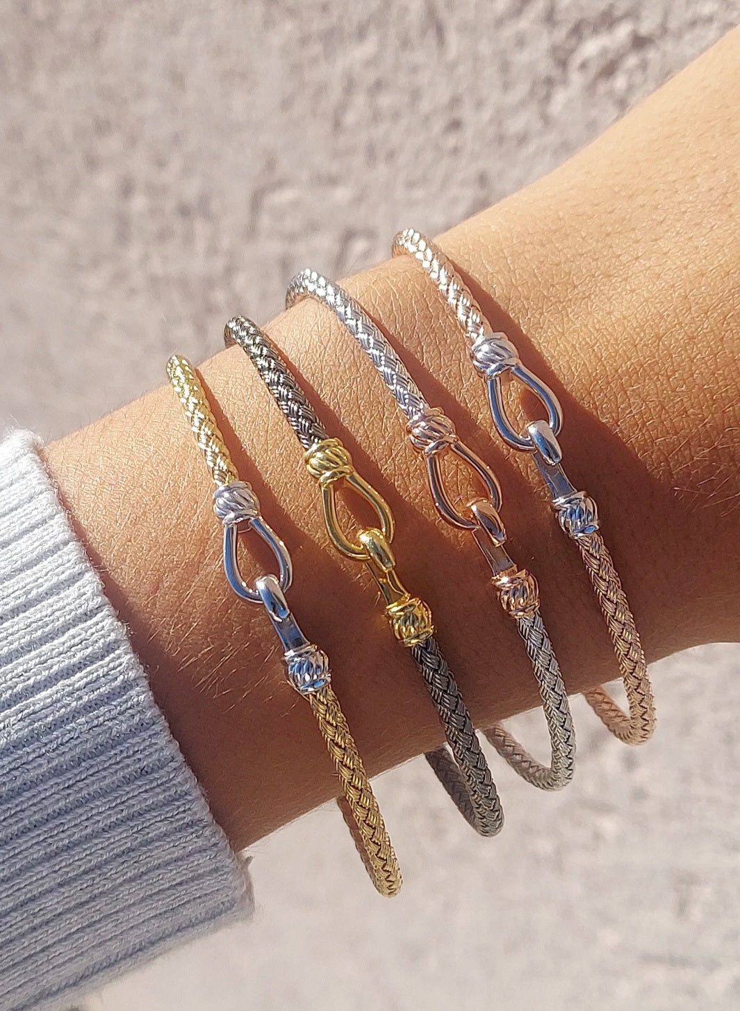 Petite Italian Hook Bangle Bracelets - Sterling Silver – Marie's Petite Italian Hook Bangle Bracelets - Sterling Silver – Marie's