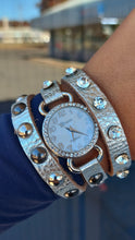 Load image into Gallery viewer, Silver Wrap Watch with stones