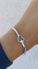 Load image into Gallery viewer, Double Heart Bangle Bracelet - Sterling Silver