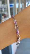 Load image into Gallery viewer, 7&quot; Pink Sapphire &amp; Diamond Bracelet - 14K White Gold