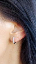 Load image into Gallery viewer, Pave Diamond Square Huggie Hoops - 14K