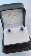 Load image into Gallery viewer, Tanzanite Stud Earrings -14K White Gold