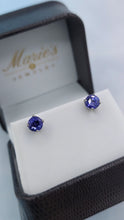 Load image into Gallery viewer, Tanzanite Stud Earrings -14K White Gold