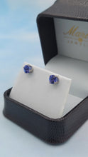 Load image into Gallery viewer, Tanzanite Stud Earrings -14K White Gold