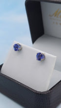 Load image into Gallery viewer, Tanzanite Stud Earrings -14K White Gold