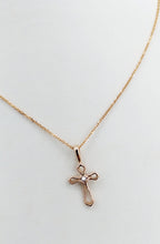 Load image into Gallery viewer, Dainty Diamond Cross &amp; Chain - 14K Rose Gold