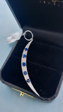 Load image into Gallery viewer, Diamond &amp; Sapphire Crescent Moon Pendant with Large Loop - 14K White Gold