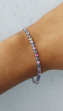 Load image into Gallery viewer, Multicolor Sapphire Tennis Bracelet - 14K White Gold