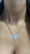 Load image into Gallery viewer, Aimee Clear Pave Heart &amp; Silver Paperclip Necklace