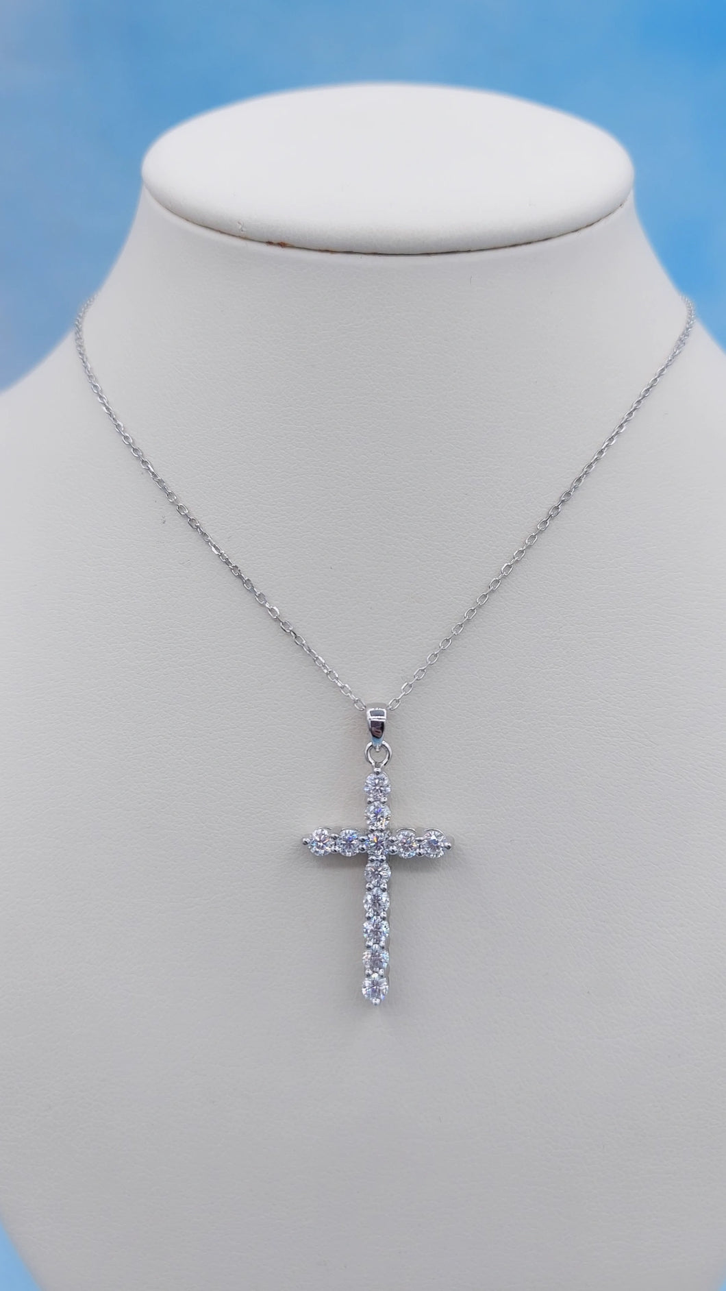 Moissanite Cross Pendant Necklace in 925 Sterling