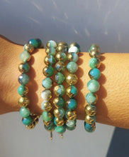 Load image into Gallery viewer, "Prosperity" Green &amp; Gold Stacker Bracelet - TJazelle Limited Edition