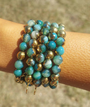 Load image into Gallery viewer, "Prosperity" Green &amp; Gold Stacker Bracelet - TJazelle Limited Edition