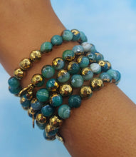 Load image into Gallery viewer, "Prosperity" Green &amp; Gold Stacker Bracelet - TJazelle Limited Edition