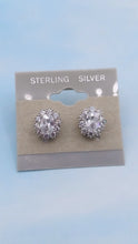 Load image into Gallery viewer, Clear CZ with Halo Stud Earrings - Sterling Silver