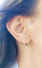 Load image into Gallery viewer, Petite Diamond Huggie Hoop Earrings .08 Carats - 14K Gold