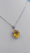 Load image into Gallery viewer, Citrine and Diamond Necklace - 14K White Gold