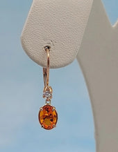 Load image into Gallery viewer, Fire Opal and Diamond Leverback Earrings - 14K Rose Gold